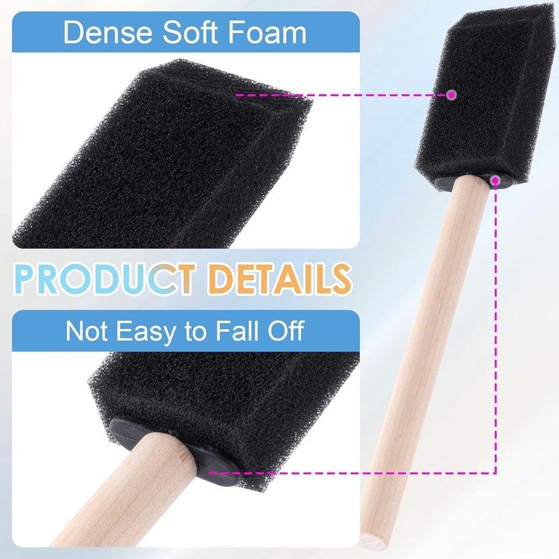 SmallCat 10 PCS Foam Paint Brushes, 0.98 Inch Foam Sponge Brushes for Varnishes, Reusable Sponge Brushes with Wood Handles for Painting, Staining, and DIY Crafts - Black - Image 3